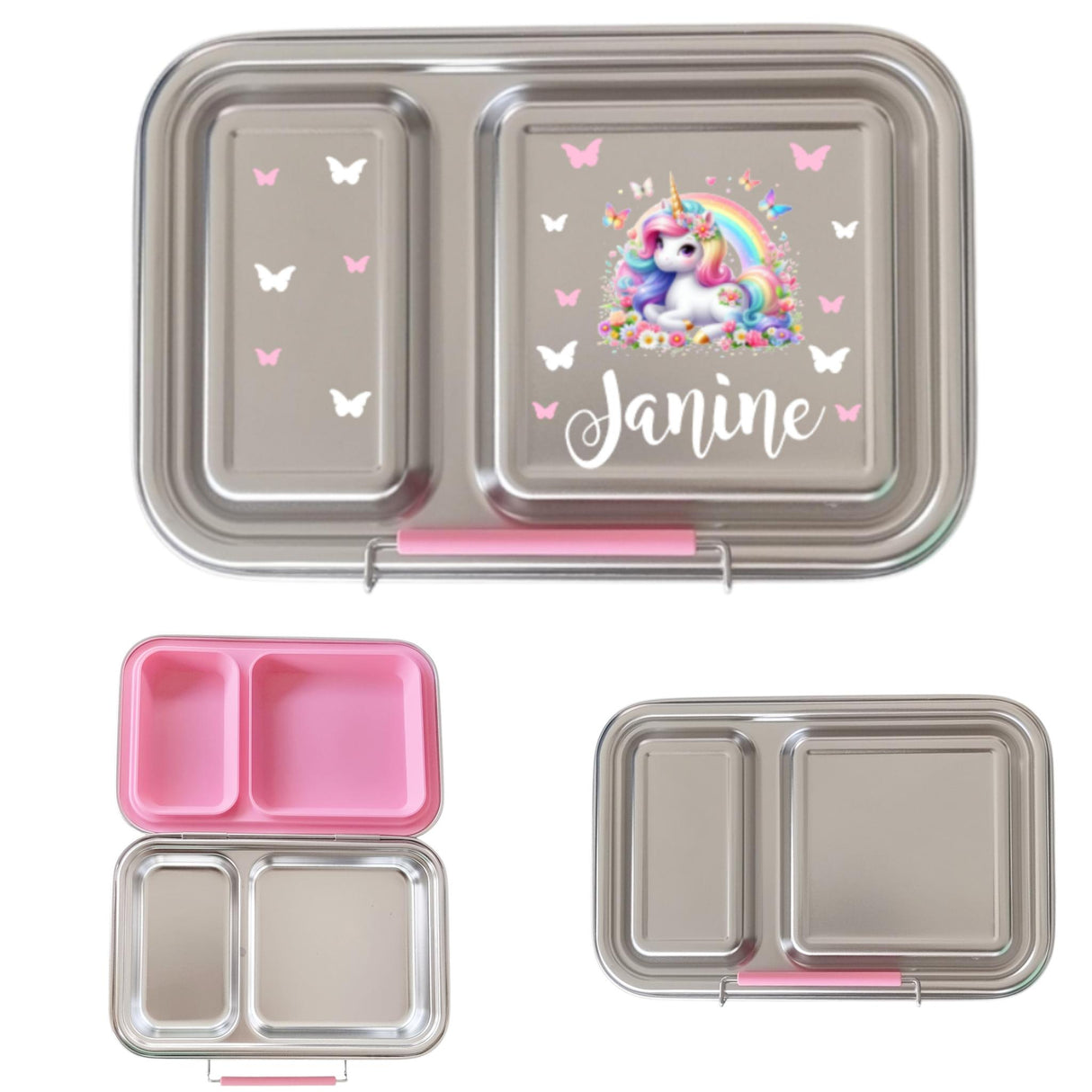 Edelstahl Znünibox Baurelia Box Eco mit 2 Unterteilungen Rosa