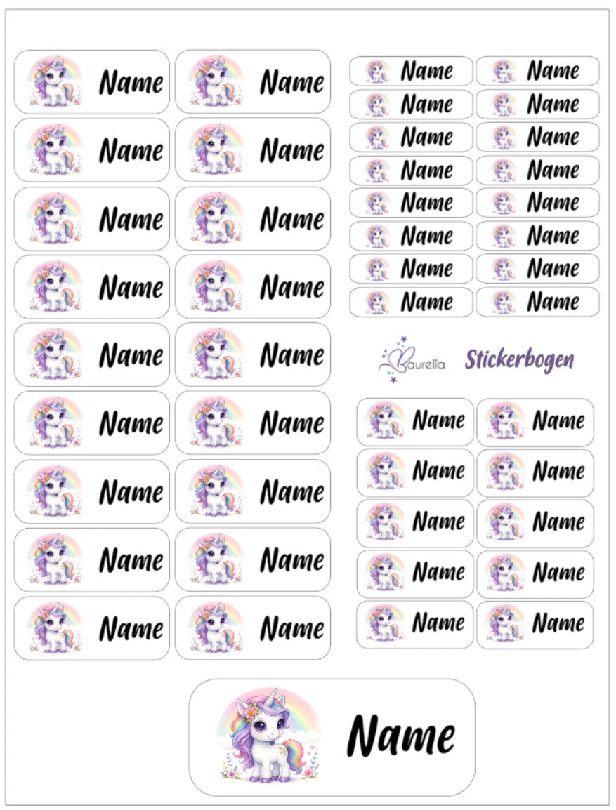 Baurelia Stickerset mit Name Einhorn 13