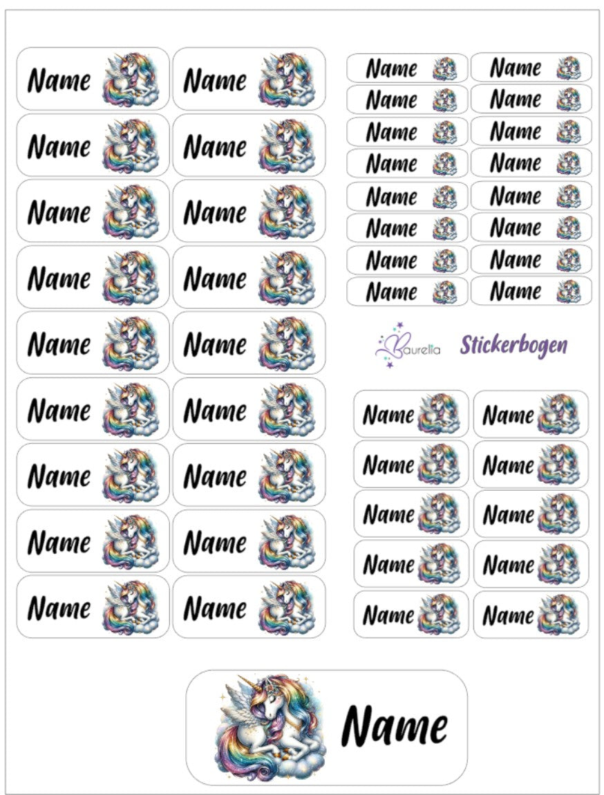 Baurelia Stickerset mit Name Einhorn 14