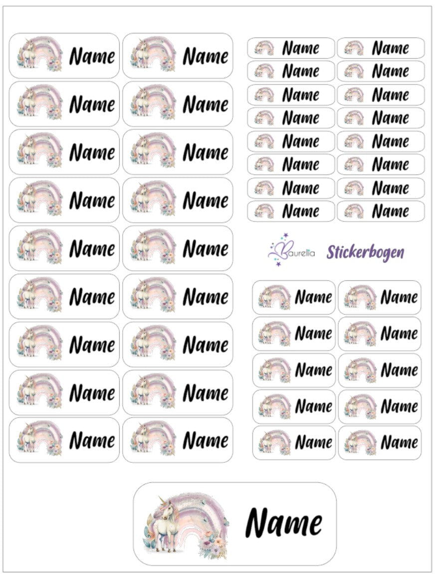 Baurelia Stickerset mit Name Einhorn 15