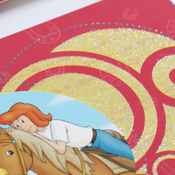 12 Einladungskarten Kindergeburtstag Bibi & Tina mit Glitzer