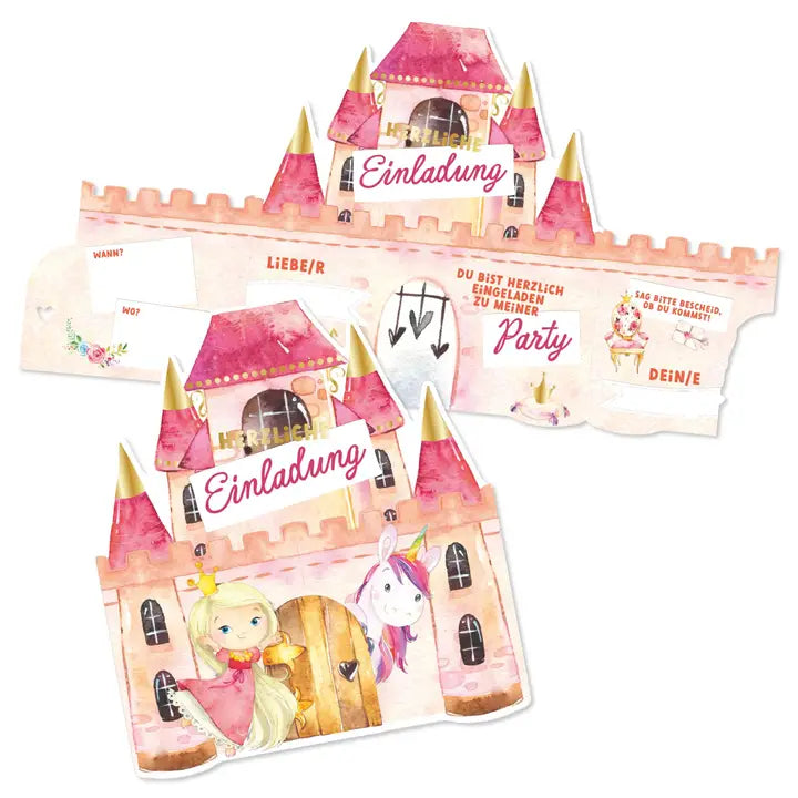 12 Einladungskarten Kindergeburtstag Prinzessin Schloss