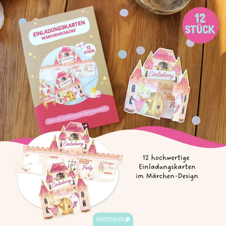 12 Einladungskarten Kindergeburtstag Prinzessin Schloss
