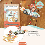 12 Einladungskarten Kindergeburtstag Rennauto