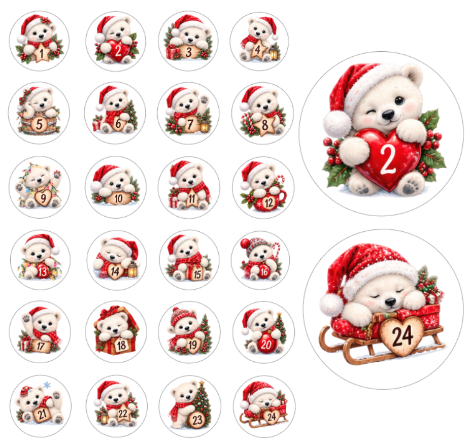Adventskalender Zahlensticker Eisbär 2