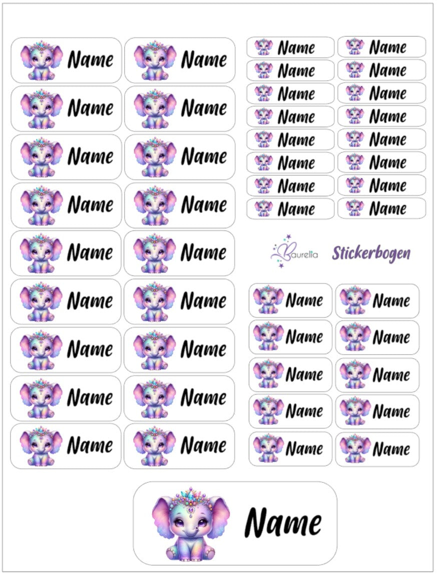 Baurelia Stickerset mit Name Elefant 8