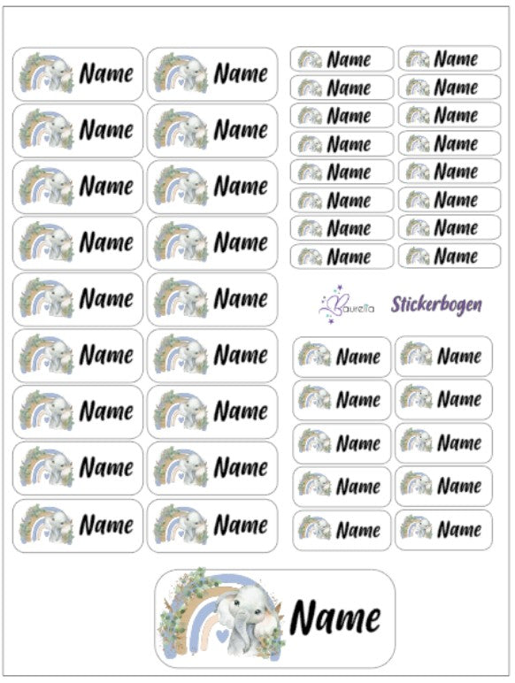 Baurelia Stickerset mit Name Elefant 9