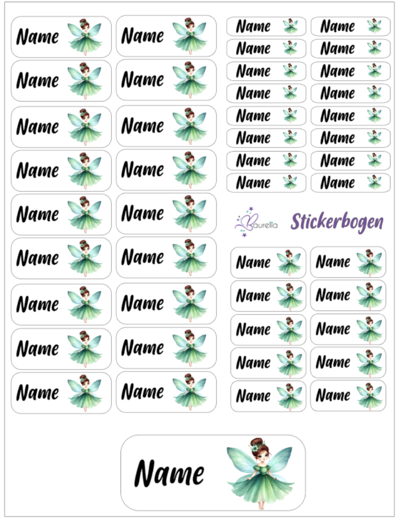 Baurelia Stickerset mit Name Fee 10
