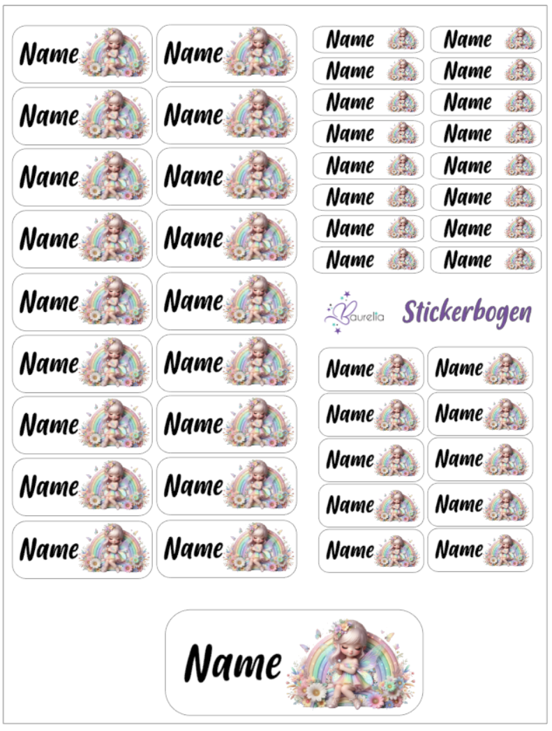 Baurelia Stickerset mit Name Fee 6