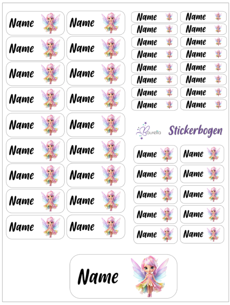 Baurelia Stickerset mit Name Fee 7