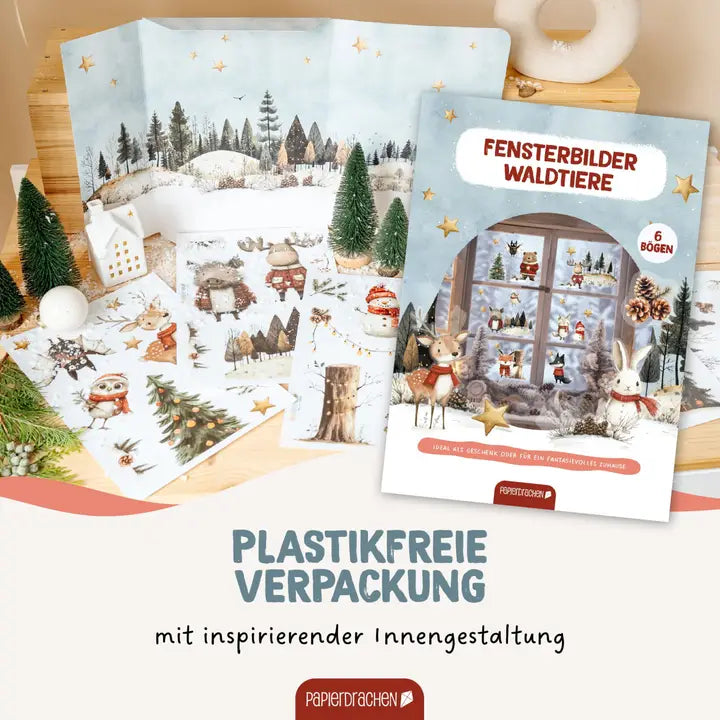 Fensteraufkleber Weihnachten Waldtiere