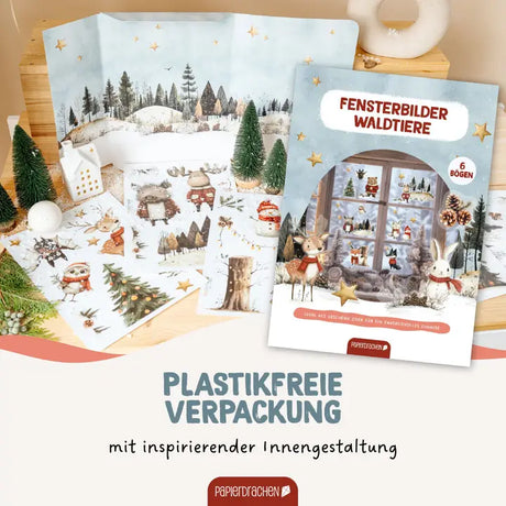Fensteraufkleber Weihnachten Waldtiere