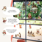 Fensteraufkleber Weihnachten Waldtiere