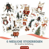 Fensteraufkleber Weihnachten Waldtiere