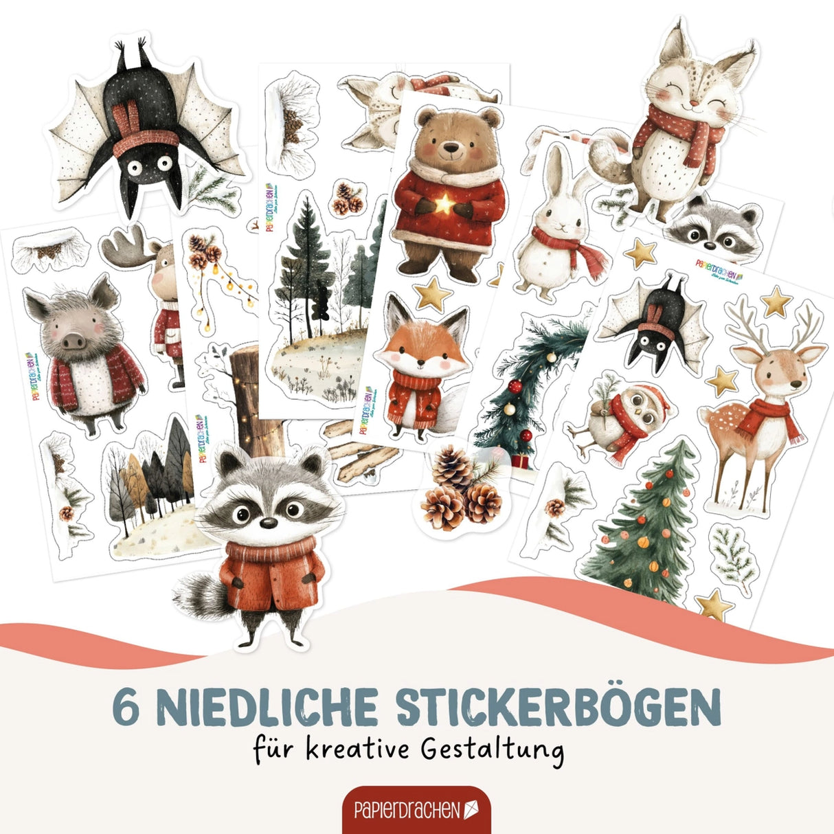 Fensteraufkleber Weihnachten Waldtiere