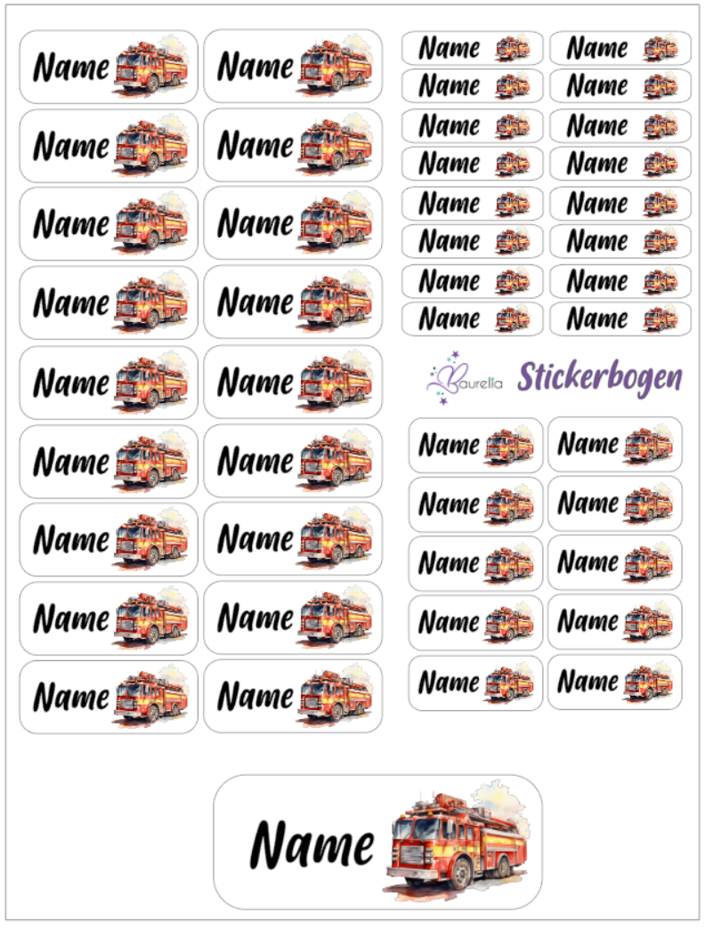 Baurelia Stickerset mit Name Feuerwehr 4