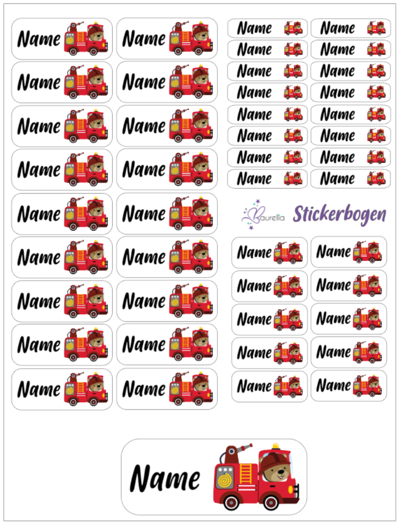 Baurelia Stickerset mit Name Feuerwehr 6