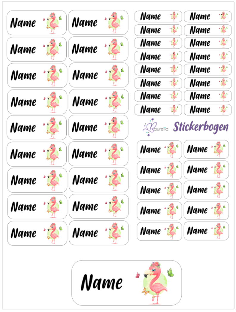Baurelia Stickerset mit Name Flamingo 6