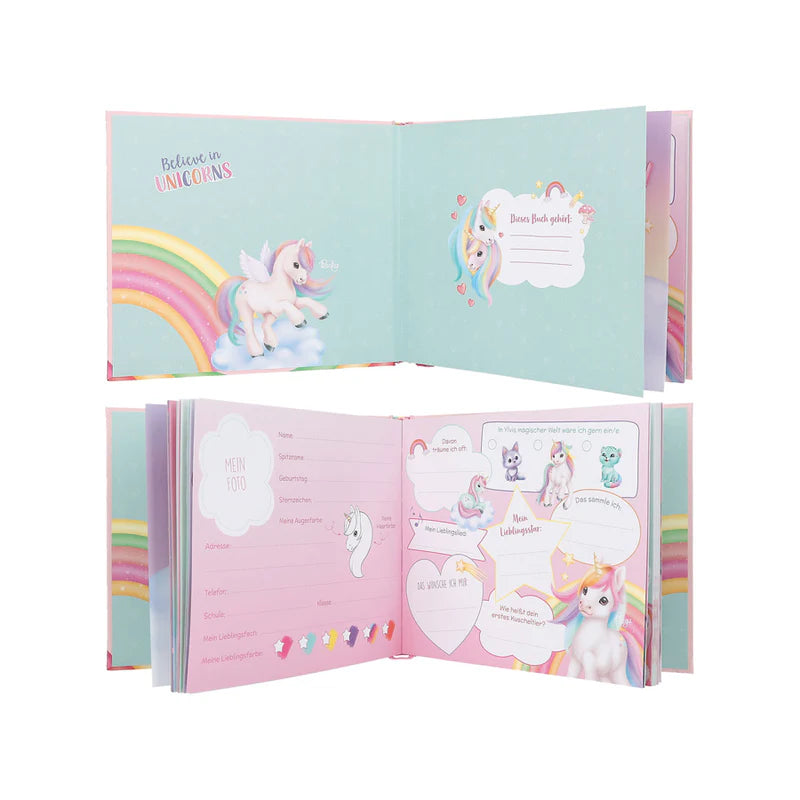 Freundebuch für Kinder Einhorn Regenbogen Pastell