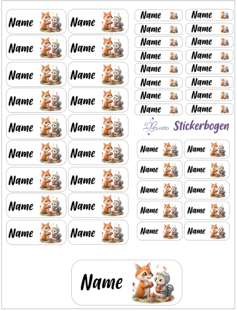 Baurelia Stickerset mit Name Friends 7