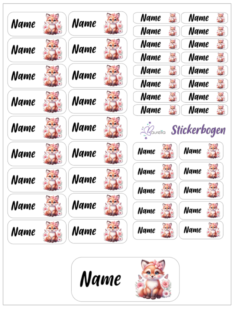 Baurelia Stickerset mit Name Fuchs 14