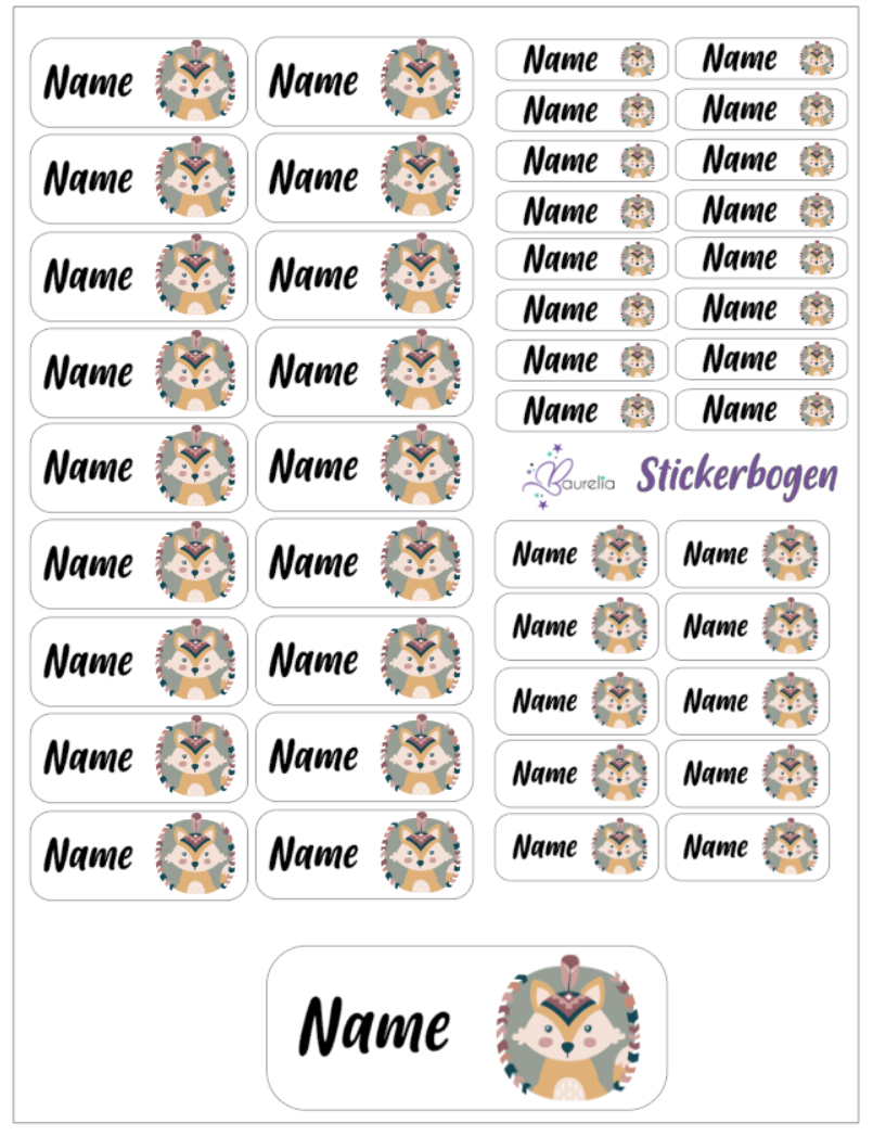 Baurelia Stickerset mit Name Fuchs 15