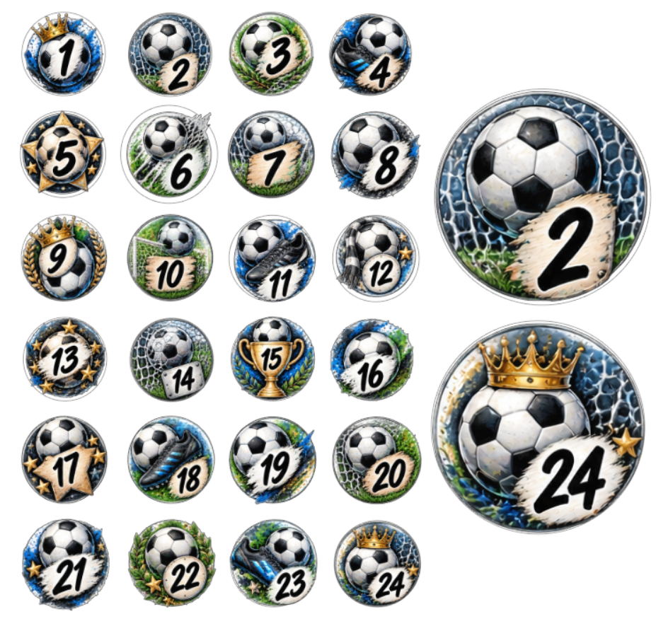 Adventskalender Zahlensticker Fussball 1