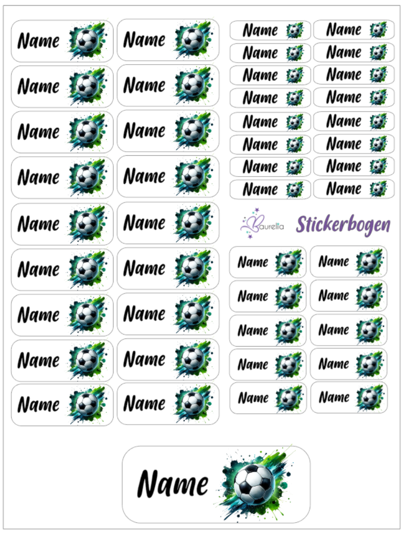 Baurelia Stickerset mit Name Fussball 10