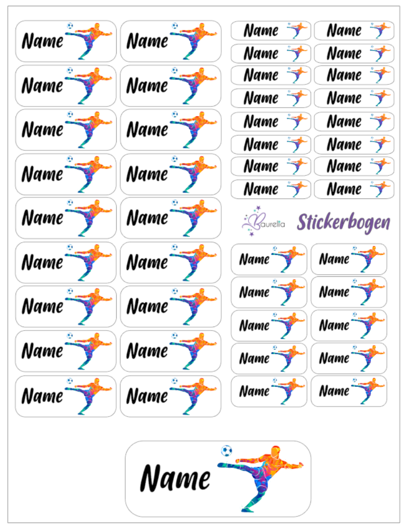 Baurelia Stickerset mit Name Fussball 12