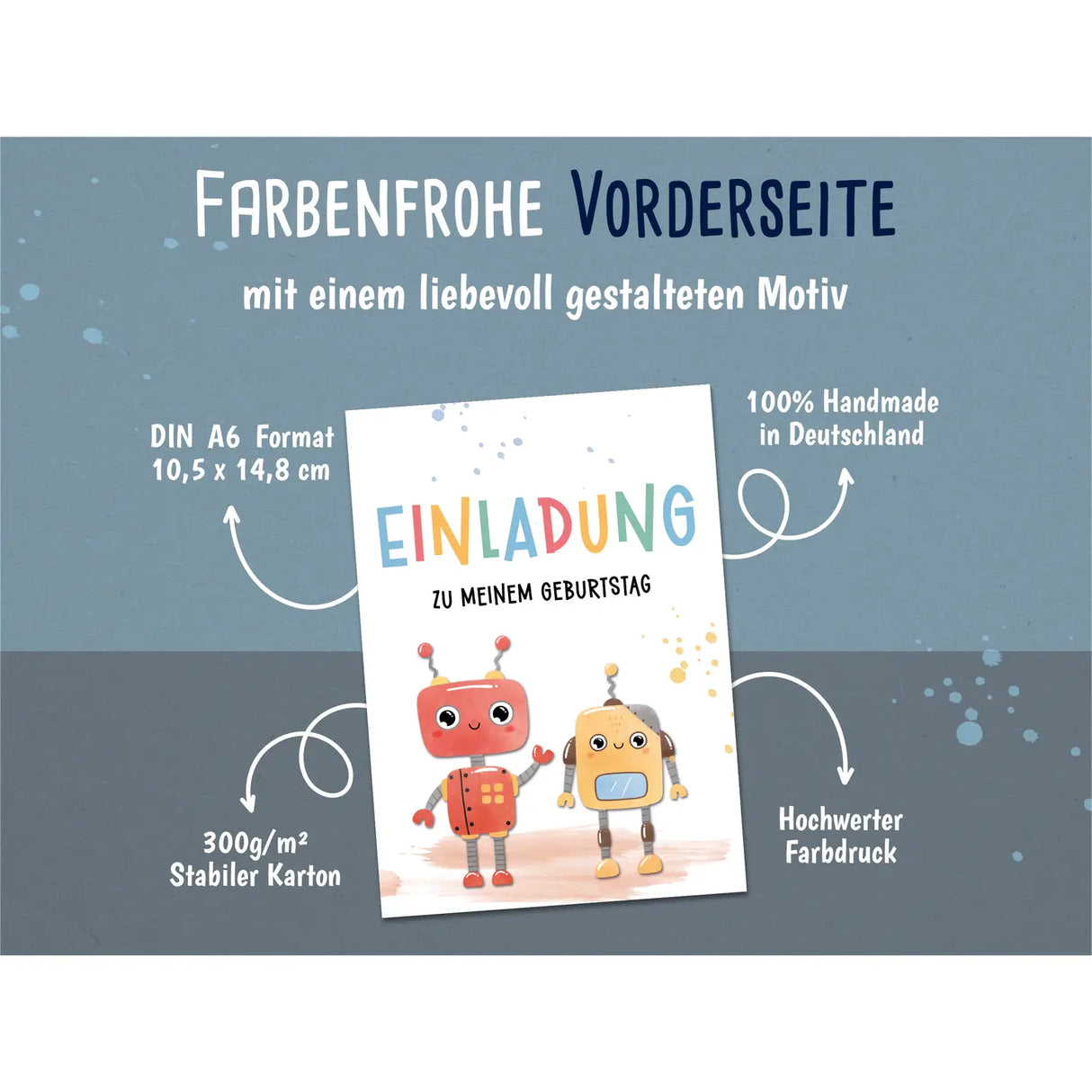 Einladungskarte Kindergeburtstag Roboter