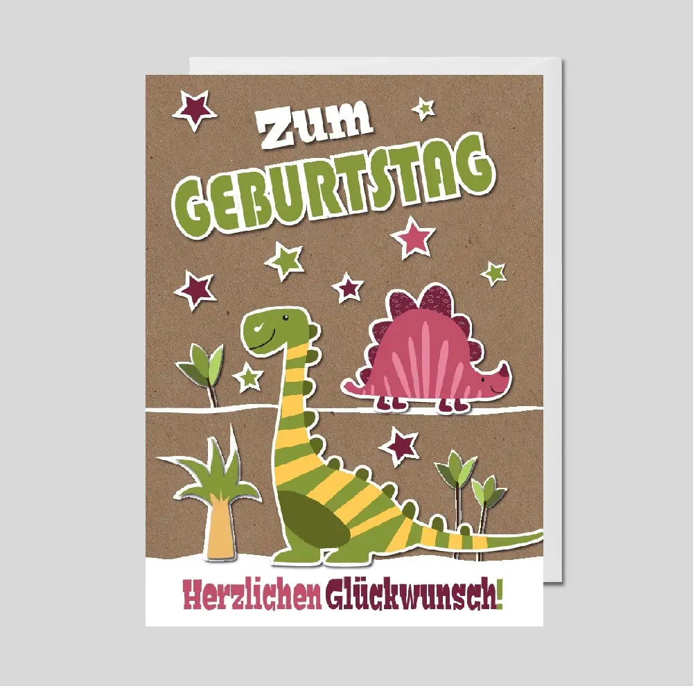 Geburtstagskarte Dino Braun