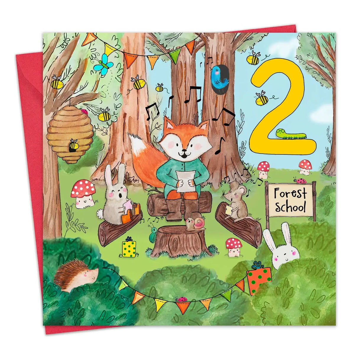 Geburtstagskarte Waldtiere 2.Geburtstag