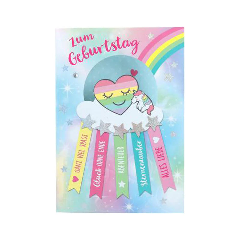 Geburtstagskarte Regenbogen mit Glückwünschen