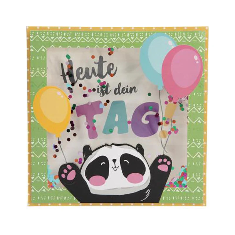 Geburtstagskarte mit Konfetti Panda