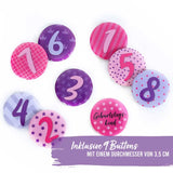 Geburtstagskrone mit Zahlen Button Pink