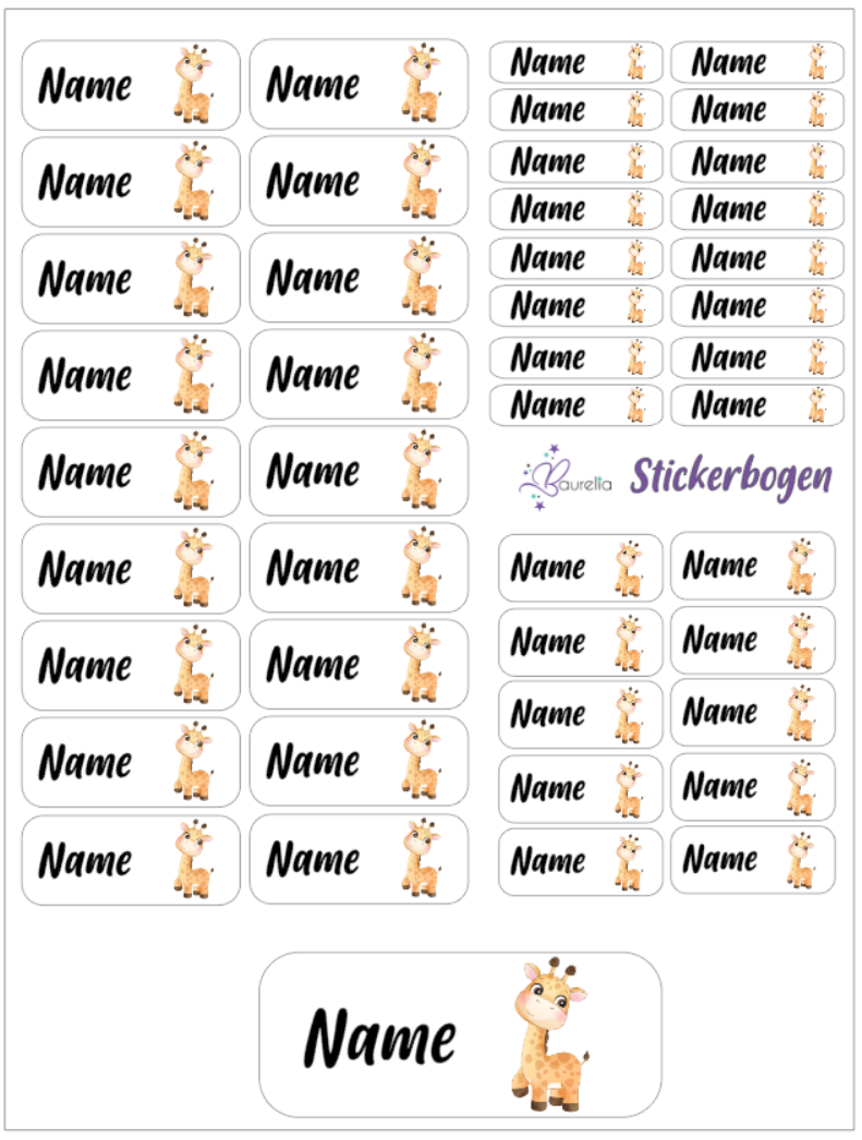 Baurelia Stickerset mit Name Giraffe 5