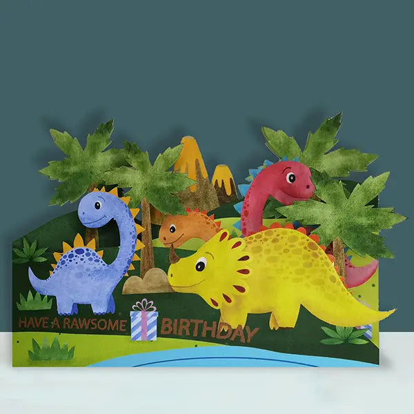 Geburtstagskarte 3D Dino Comic