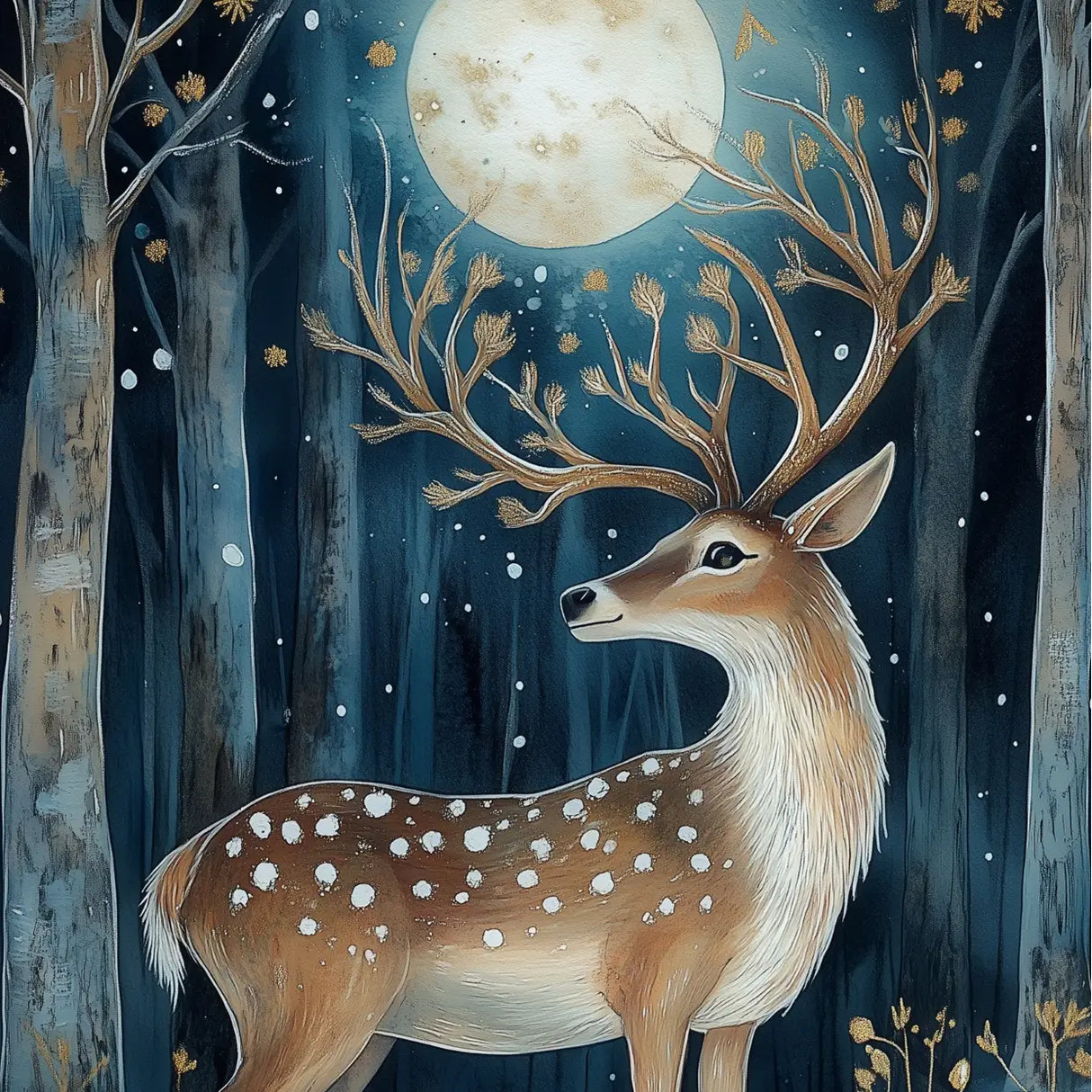Grusskarte Moon Hirsch