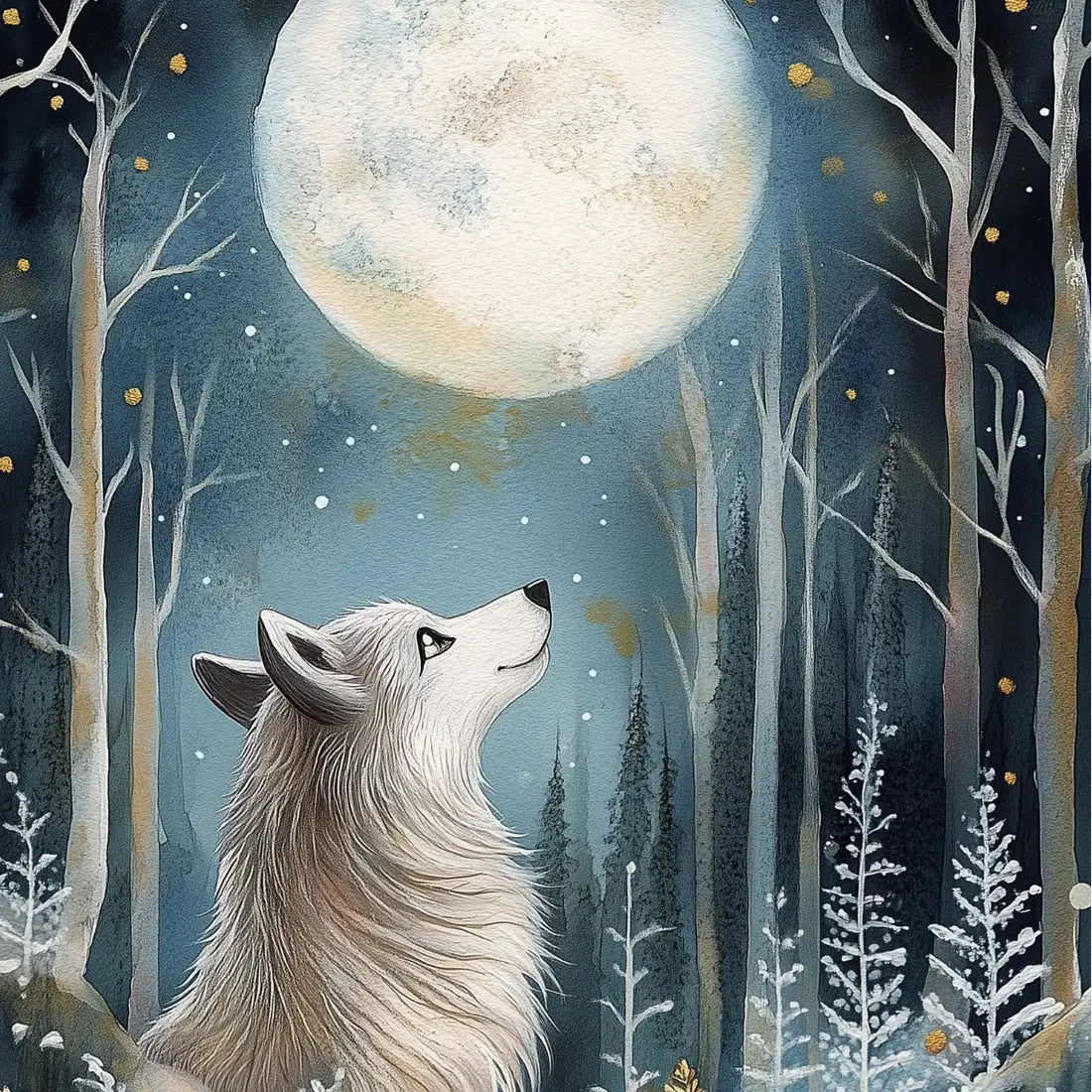 Grusskarte Moon Wolf