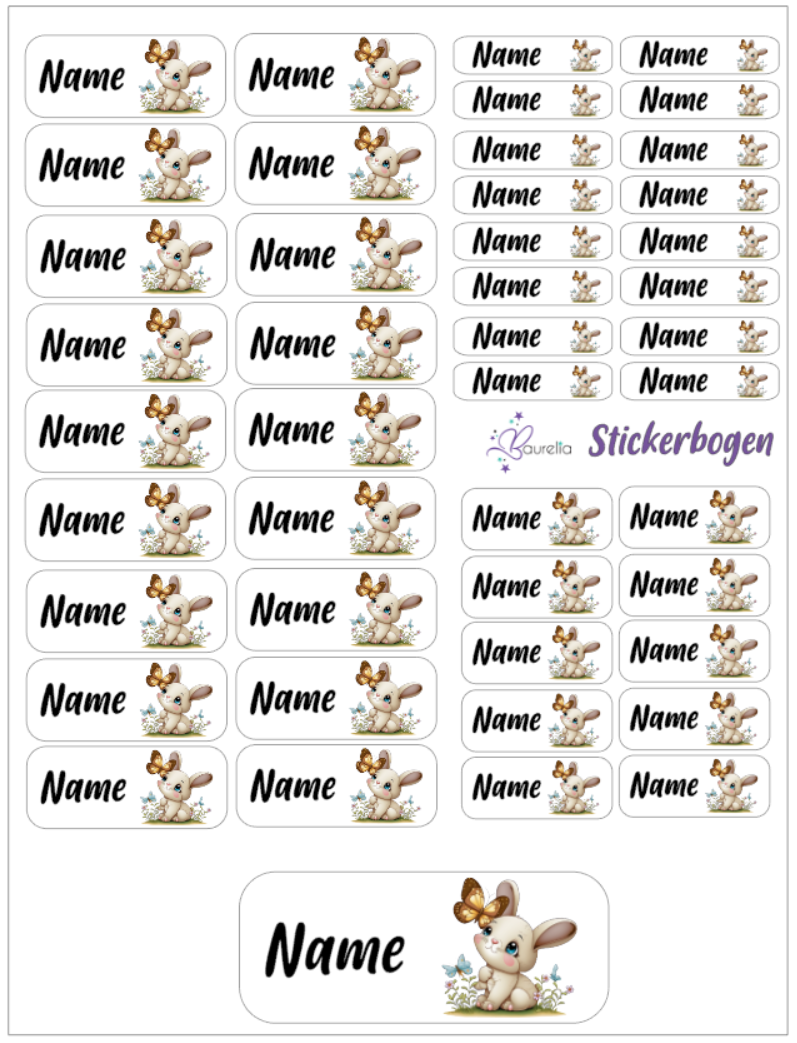 Baurelia Stickerset mit Name Hase 10