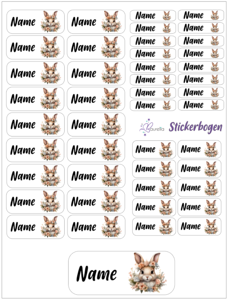 Baurelia Stickerset mit Name Hase 13