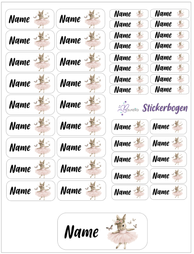 Baurelia Stickerset mit Name Hase 15