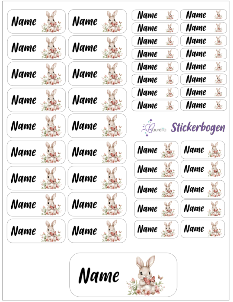 Baurelia Stickerset mit Name Hase 16