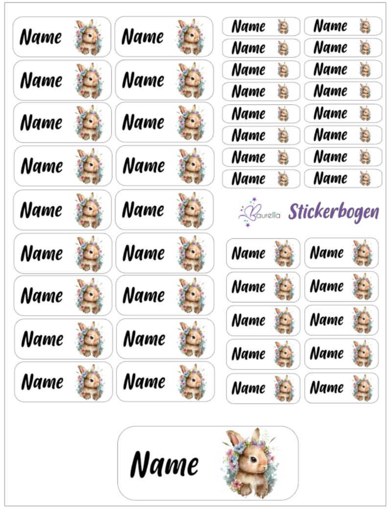 Baurelia Stickerset mit Name Hase 9