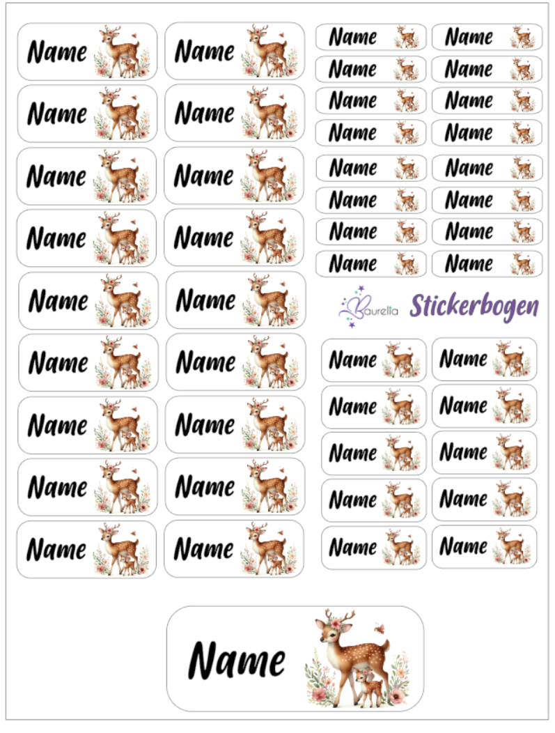 Baurelia Stickerset mit Name Hirsch 4