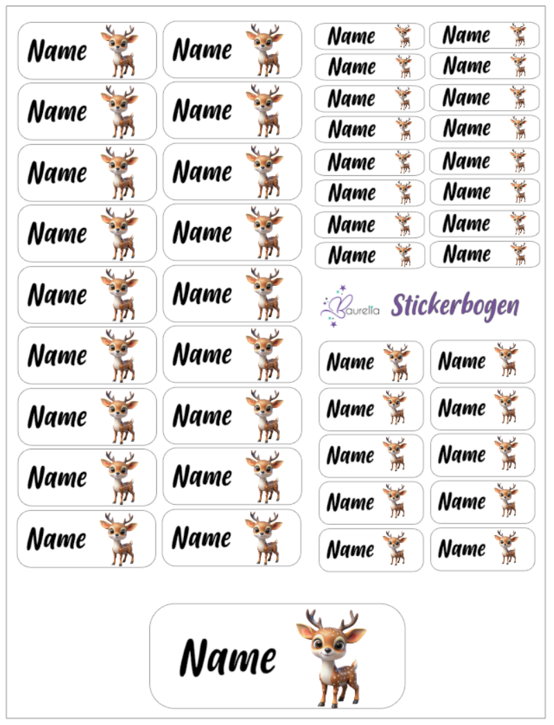 Baurelia Stickerset mit Name Hirsch 5