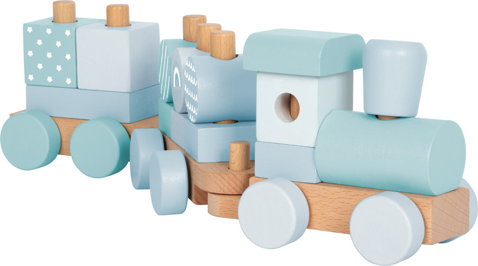 Holz Eisenbahn mit Steckformen Blau
