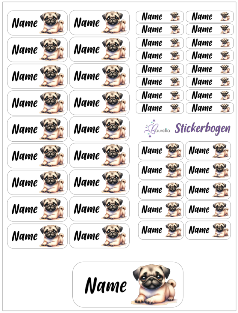 Baurelia Stickerset mit Name Hund 5
