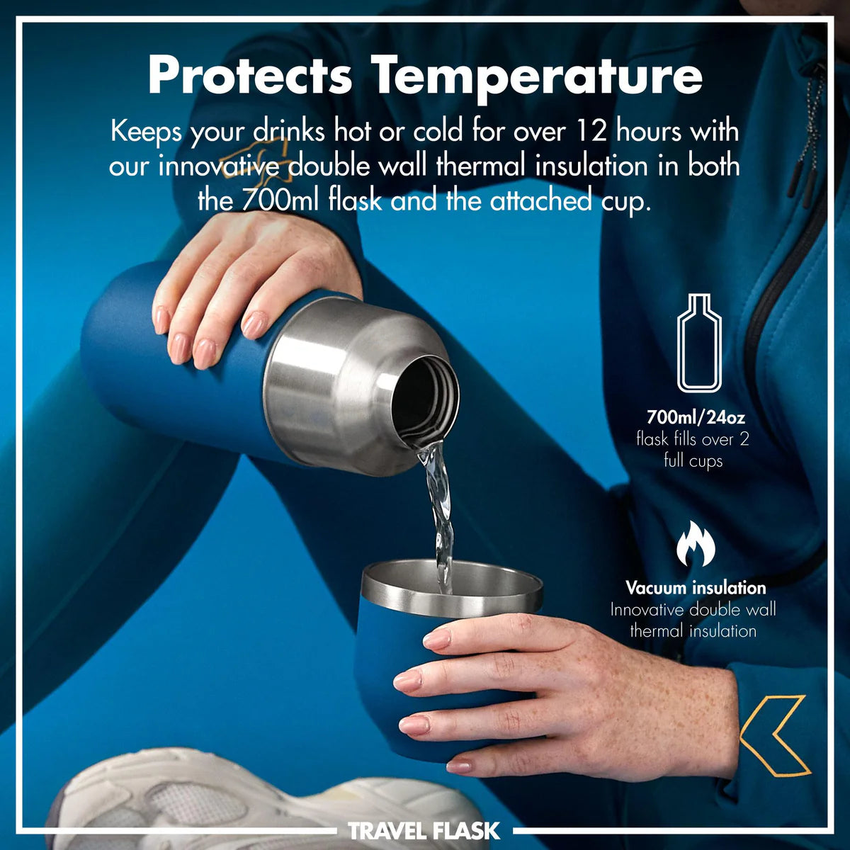 Thermosflasche mit Trinkbecher Ion8 700ml Petrol
