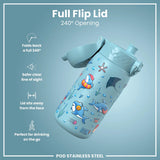 Kinder Thermosflasche Ion8 mit Motiv 350ml Haifisch Blau